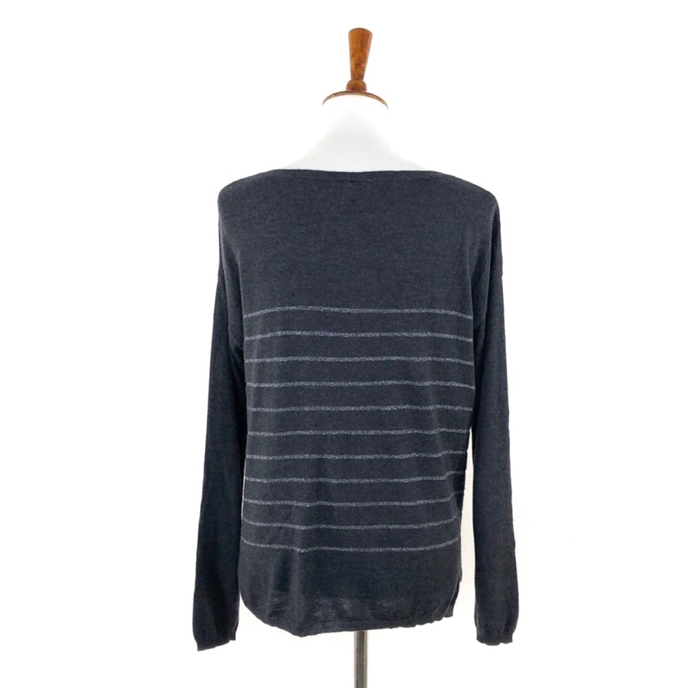 Joie Grey Metallic Stripe Long Sleeve Sweater - Picture 4 of 7